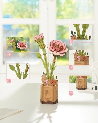 rowood 3D Puzzle Wooden Flower,DIY Flower Building Block Set Craft Kit for Kids,Mother's Day/Valentine's Day/Teacher's Day/Thanksgiving/Christmas/Birthday Gift for Mom/Grandma-Chamomile in Kuwait