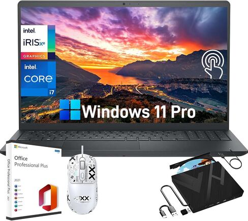 Dell Inspiron Touchscreen Business Laptop - with 8 in 1 CD/DVD Drive & Office 2021 License, 15.6" FHD Display, Intel i7-1355U, 32 GB RAM, 1 TB SSD, Anti-Glare, LED-Backlit, Webcam, Wins 11 Pro in Saudi Arabia