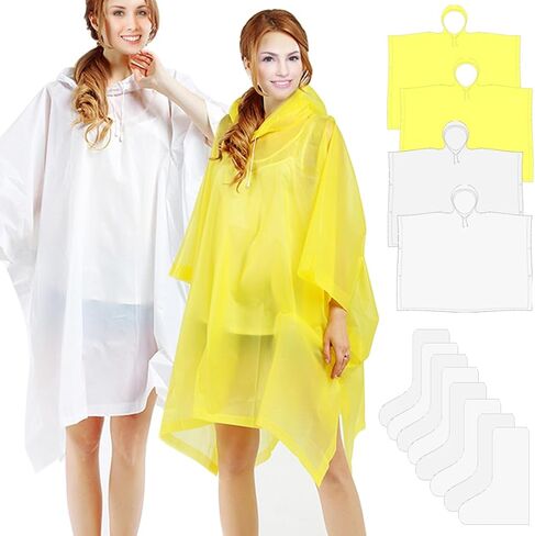 4 Pack Rain Ponchos for Adult,Reusable Raincoat Rain Jacket Rainwear Women Girls,with Disposable Waterproof Shoe Covers in Kuwait