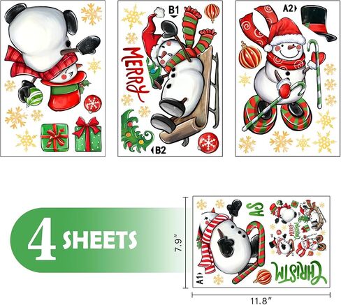 Mfault Merry Christmas Hot Cocoa Window Clings 4 Sheets, Xmas Santa Gingerbread Man Stickers Decals Decorations, New Year 2025 Party Home Kitchen Decor Holiday Gift in Saudi Arabia