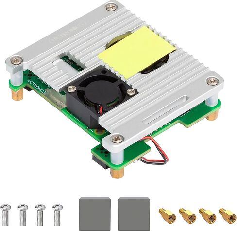 Uctronics for Raspberry Pi 5 PoE Hat, 5V 4.5A Power Over Ethernet for Raspberry Pi 4B, 3B+, Support IEEE 802.3af or 802.3at PoE Standard PoE+ Hat with Active Cooling Fan in Saudi Arabia