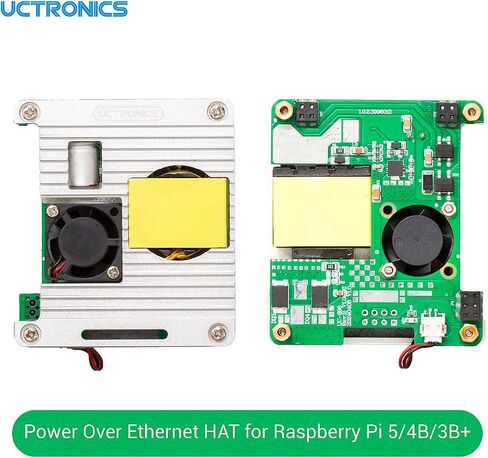 Uctronics for Raspberry Pi 5 PoE Hat, 5V 4.5A Power Over Ethernet for Raspberry Pi 4B, 3B+, Support IEEE 802.3af or 802.3at PoE Standard PoE+ Hat with Active Cooling Fan in Saudi Arabia