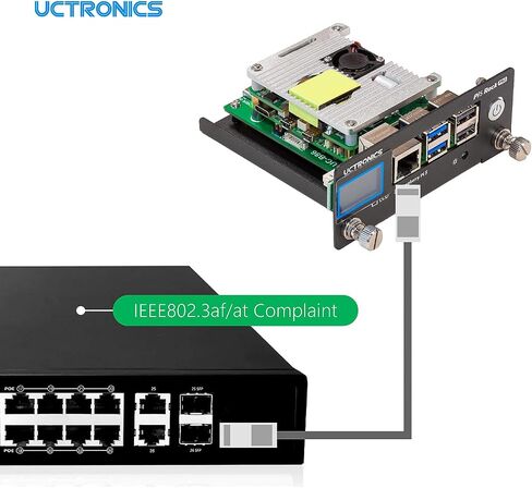 Uctronics for Raspberry Pi 5 PoE Hat, 5V 4.5A Power Over Ethernet for Raspberry Pi 4B, 3B+, Support IEEE 802.3af or 802.3at PoE Standard PoE+ Hat with Active Cooling Fan in Saudi Arabia