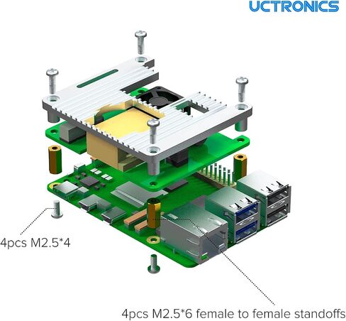 Uctronics for Raspberry Pi 5 PoE Hat, 5V 4.5A Power Over Ethernet for Raspberry Pi 4B, 3B+, Support IEEE 802.3af or 802.3at PoE Standard PoE+ Hat with Active Cooling Fan in Saudi Arabia