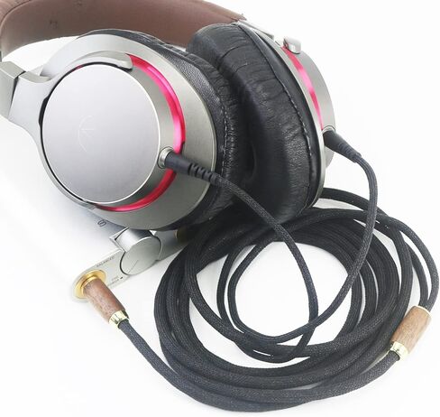 كابل صوت بديل NewFantasia 4.4 مم كابل متوازن متوافق مع Audio-Technica ATH-MSR7b ATH-SR9 ATH-ESW990H ATH-AP2000Ti سماعة رأس 6N OCC سلك نحاسي مطلي بالفضة وغطاء من خشب الجوز in Kuwait