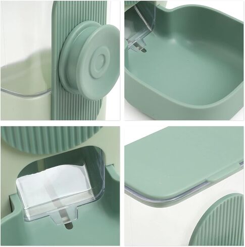 Cage Hanging Automatic Food Water Dispenser, Water Food Bowl for Cage Pet, Dog Cat Feeder and Water Dispenser, Feeding Station for Cats Dogs Ferrets Rabbit Bunny (Mint Green) in Saudi Arabia
