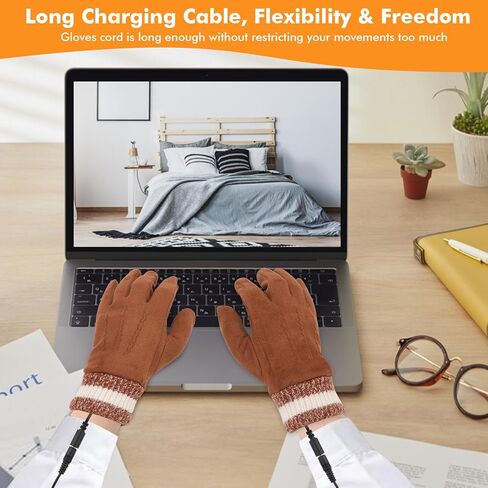قفازات التدفئة رقم واحد للنساء والرجال، قفازات حرارية مقاومة للماء USB شاشة قابلة للمس للجنسين مضادة للانزلاق قفازات شتوية 3 مستويات قفازات تدفئة كهربائية قابلة للتعديل (بني) in Kuwait