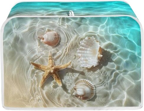 Toaster Cover Beach Seashells Starfishes Print 2 Slice Appliance Cover with Hang Loop Bread Baker Toaster Cover for Kitchen in Saudi Arabia