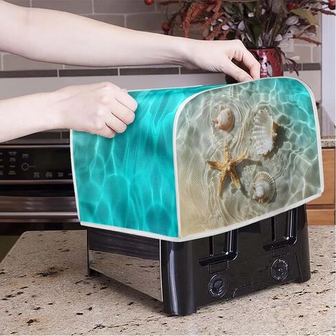 Toaster Cover Beach Seashells Starfishes Print 2 Slice Appliance Cover with Hang Loop Bread Baker Toaster Cover for Kitchen in Saudi Arabia