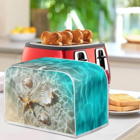 Toaster Cover Beach Seashells Starfishes Print 2 Slice Appliance Cover with Hang Loop Bread Baker Toaster Cover for Kitchen in Saudi Arabia