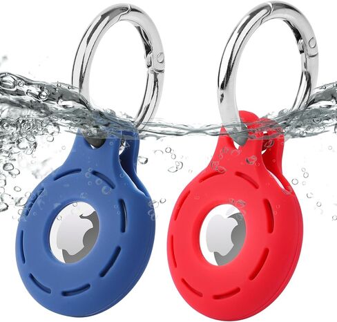 Airtag Dog Collar,Silicone Tracking Airtag Dog Collar Holder, Durable and Lightweight Airtag Collar for pet,Apple AirTag for pet Collar (2 Pack)(Red & Blue) in Saudi Arabia