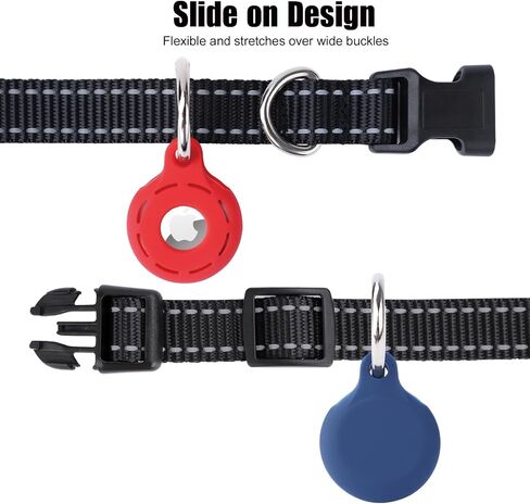 Airtag Dog Collar,Silicone Tracking Airtag Dog Collar Holder, Durable and Lightweight Airtag Collar for pet,Apple AirTag for pet Collar (2 Pack)(Red & Blue) in Saudi Arabia