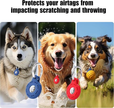 Airtag Dog Collar,Silicone Tracking Airtag Dog Collar Holder, Durable and Lightweight Airtag Collar for pet,Apple AirTag for pet Collar (2 Pack)(Red & Blue) in Saudi Arabia