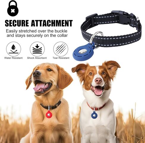 Airtag Dog Collar,Silicone Tracking Airtag Dog Collar Holder, Durable and Lightweight Airtag Collar for pet,Apple AirTag for pet Collar (2 Pack)(Red & Blue) in Saudi Arabia