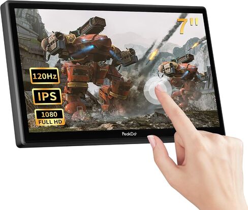 شاشة لمس محمولة PeakDo مقاس 7 بوصات، شاشة صغيرة 1080 بكسل 60 هرتز، شاشة HDMI صغيرة USB C، شاشة IPS LCD خفيفة الوزن للغاية وخفيفة الوزن وشاشة ثانية لتشغيل الألعاب، PS5، Xbox، Switch، الكمبيوتر المحمول، الكمبيوتر الشخصي in Kuwait