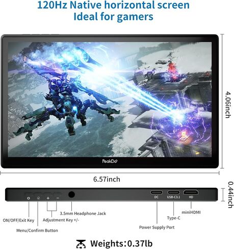 شاشة لمس محمولة PeakDo مقاس 7 بوصات، شاشة صغيرة 1080 بكسل 60 هرتز، شاشة HDMI صغيرة USB C، شاشة IPS LCD خفيفة الوزن للغاية وخفيفة الوزن وشاشة ثانية لتشغيل الألعاب، PS5، Xbox، Switch، الكمبيوتر المحمول، الكمبيوتر الشخصي in Kuwait