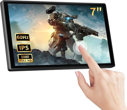 شاشة لمس محمولة PeakDo مقاس 7 بوصات، شاشة صغيرة 1080 بكسل 60 هرتز، شاشة HDMI صغيرة USB C، شاشة IPS LCD خفيفة الوزن للغاية وخفيفة الوزن وشاشة ثانية لتشغيل الألعاب، PS5، Xbox، Switch، الكمبيوتر المحمول، الكمبيوتر الشخصي in Kuwait