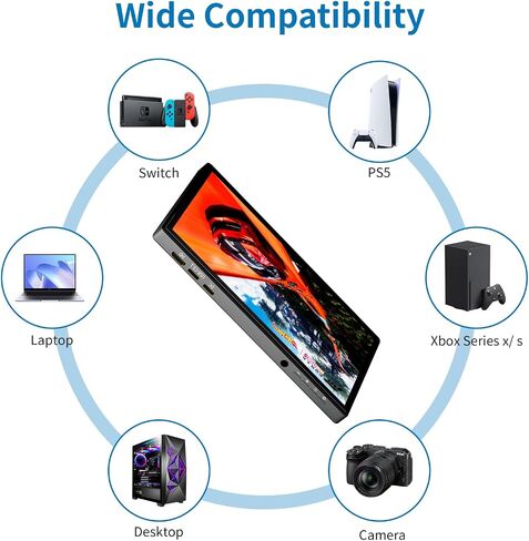 شاشة لمس محمولة PeakDo مقاس 7 بوصات، شاشة صغيرة 1080 بكسل 60 هرتز، شاشة HDMI صغيرة USB C، شاشة IPS LCD خفيفة الوزن للغاية وخفيفة الوزن وشاشة ثانية لتشغيل الألعاب، PS5، Xbox، Switch، الكمبيوتر المحمول، الكمبيوتر الشخصي in Kuwait