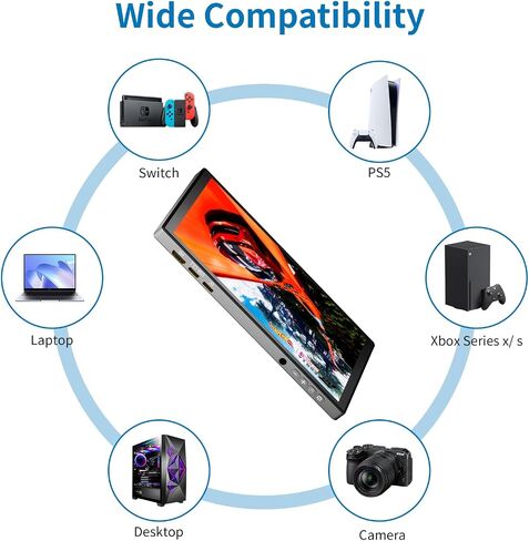 شاشة لمس محمولة PeakDo مقاس 7 بوصات، شاشة صغيرة 1080 بكسل 60 هرتز، شاشة HDMI صغيرة USB C، شاشة IPS LCD خفيفة الوزن للغاية وخفيفة الوزن وشاشة ثانية لتشغيل الألعاب، PS5، Xbox، Switch، الكمبيوتر المحمول، الكمبيوتر الشخصي in Kuwait
