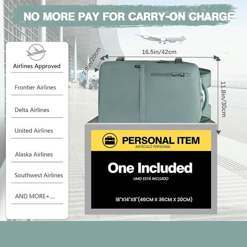 لSpirit Airlines حقيبة العناصر الشخصية 18x14x8 بوصة حقيبة السفر حجم العنصر الشخصي تحمل على متن الطائرة المعتمدة العنصر الشخصي حقيبة السفر حقيبة السفر للنساء والرجال حقيبة السفر in Kuwait