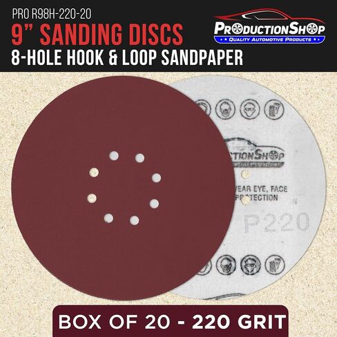Premium 9" Red 8-Hole Pattern 80 Grit Sanding Discs, Box of 20 - Dustless Hook & Loop Backing Sandpaper for Drywall Power Sanders, Coarse-Cut Abrasive - Woodworking, Sand Auto Paint in Saudi Arabia