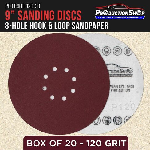 Premium 9" Red 8-Hole Pattern 80 Grit Sanding Discs, Box of 20 - Dustless Hook & Loop Backing Sandpaper for Drywall Power Sanders, Coarse-Cut Abrasive - Woodworking, Sand Auto Paint in Saudi Arabia