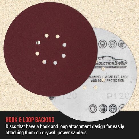Premium 9" Red 8-Hole Pattern 80 Grit Sanding Discs, Box of 20 - Dustless Hook & Loop Backing Sandpaper for Drywall Power Sanders, Coarse-Cut Abrasive - Woodworking, Sand Auto Paint in Saudi Arabia