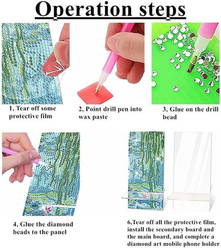 Diamond Painting Phone Holder Kits, 5D Full Crystal Diamond Art & Mirror Craft Kits Gift for Adult, Tabletop Decoration (2 Pack, Violet and Peony) in Saudi Arabia