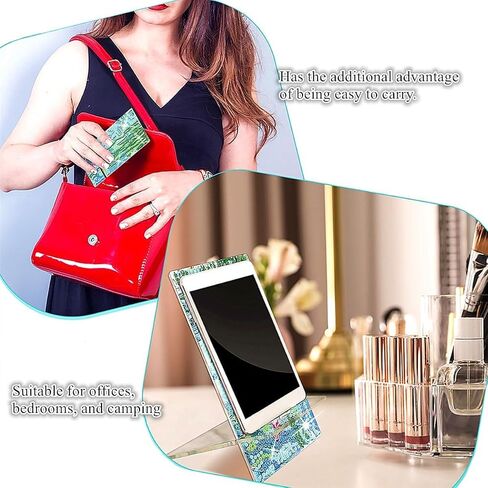 Diamond Painting Phone Holder Kits, 5D Full Crystal Diamond Art & Mirror Craft Kits Gift for Adult, Tabletop Decoration (2 Pack, Violet and Peony) in Saudi Arabia