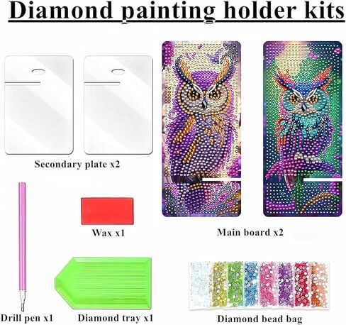 Diamond Painting Phone Holder Kits, 5D Full Crystal Diamond Art & Mirror Craft Kits Gift for Adult, Tabletop Decoration (2 Pack, Violet and Peony) in Saudi Arabia