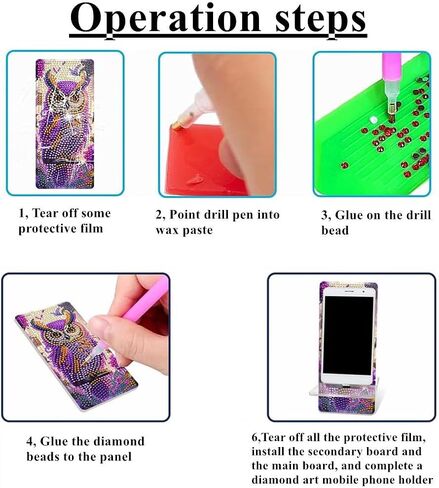Diamond Painting Phone Holder Kits, 5D Full Crystal Diamond Art & Mirror Craft Kits Gift for Adult, Tabletop Decoration (2 Pack, Violet and Peony) in Saudi Arabia