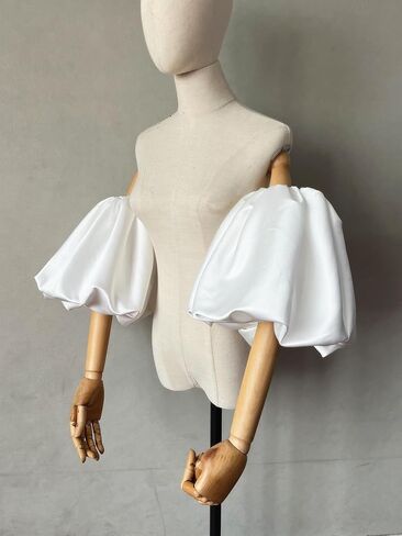 Detachable Puffy Short Sleeves Satin/Organza Stretchy Cuffs in Kuwait