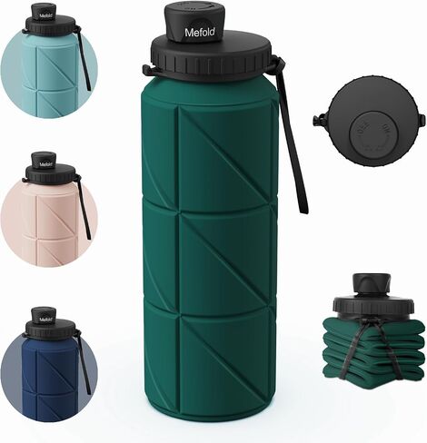 Collapsible Water Bottles,Leakproof BPA Free Silicone Foldable Portable Water Bottle 690ml(23oz),Lightweight Reusable Water bottle for Travel Cycling Gym Camping Sports Outdoor, Green in Saudi Arabia