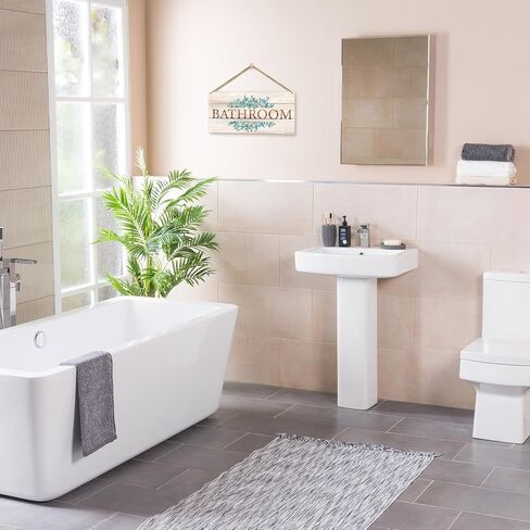 Bathroom Sign Welcome Please Seat Yourself Sign, Wood Hanging Plaque Decor, Home Farmhouse Door Shelf Bathroom Toilet Decor Wooden Sign, Bathroom Decor Wall Art Gift -25 in Kuwait