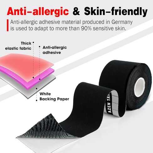 3 Rolls Kinesiology Tape, 16.4 ft Waterproof Kinetic Tape for Joints Support and Muscle Pain Relief, Athletic Tape, Knee Tape, Uncut Muscle Tape - Skin in Saudi Arabia