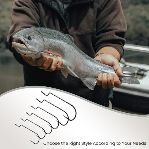 25 Pack Fishing Hooks, High Carbon Steel Fish Hook for Saltwater Freshwater, 60 Degree Fish Hook, EWG Worm Hook, Circle Hook, Octopus Hook, Round Bend Worm Hook for Bass Trout Walleye Catfish in Kuwait