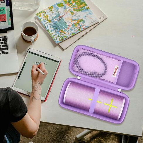 حقيبة حمل صلبة للأذنين النهائية MEGABOOM 4/ MEGABOOM 3 مكبر صوت بلوتوث محمول مقاوم للماء، حافظة حماية مكبر صوت محمولة لاسلكية مع جيب شبكي لكابلات الشحن، أرجواني in Saudi Arabia
