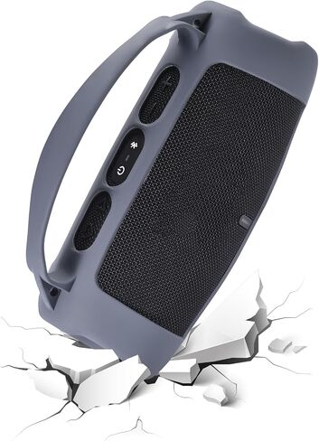 Silicone Case Cover Compatible with JBL Charge 5 Wi-Fi/Charge 5 Speaker, Travel Gel Soft Skin, Waterproof Rubber Carring Pouch Protective Sleeve with Shoulder Strap (Black) in Saudi Arabia