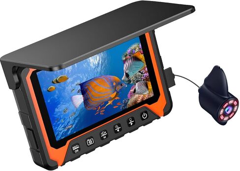 Underwater Fishing Camera DVR,720P Fishing Camera,Ice Fishing Camera DVR Recording 8GB Card,5 Inch IPS Monitor, 8PCS IR Lights w/ 3 Level, 15m/49ft Cable for Boat Lake Kayak Ice Fishing in Kuwait
