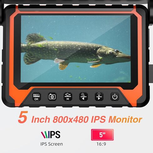 Underwater Fishing Camera DVR,720P Fishing Camera,Ice Fishing Camera DVR Recording 8GB Card,5 Inch IPS Monitor, 8PCS IR Lights w/ 3 Level, 15m/49ft Cable for Boat Lake Kayak Ice Fishing in Kuwait