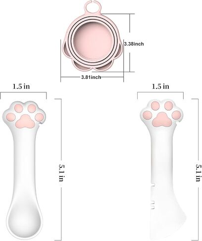 3 Pieces Pet Food Can Supplies Set,Include 1 Pieces of Silicone Pet Can Covers Lids + 1 Pieces of Multifunctional Pet Can Opener + 1 Pieces of Spoons for Pets Dogs Cats Feeding Can (Pink) in Saudi Arabia