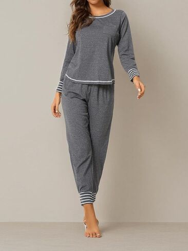 Vrtige Women's 2 Piece Pajamas Set Crewneck Long Sleeve Top and Pants PJs Set Sleepwear in Saudi Arabia
