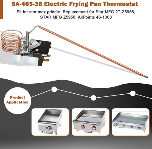 Bonbo ترقية SA-465-36 التحكم في ترموستات الشواية الكهربائية لاستبدال Star 2T-Z5958 STAR MFG 2T-Z5958 STAR MFG Z5958 AllPoints 46-1368، Temp 100-450F in Saudi Arabia
