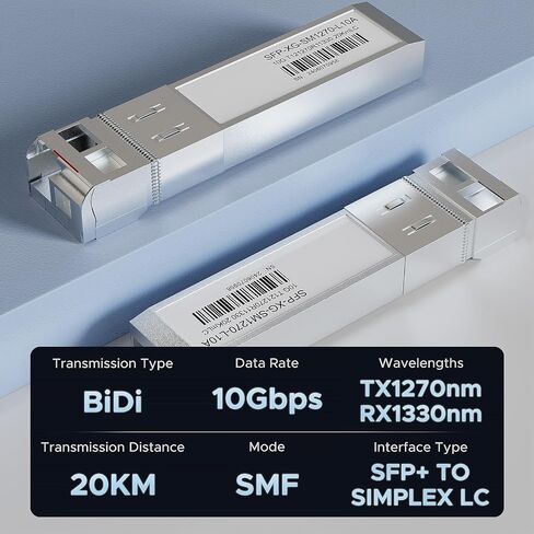 1 Pair 10G SFP+ BIDI Transceiver, LC Single Mode SFP Module SMF, 10GBASE-BIDI 1270nm/1330nm, Up to 20Km, for Switch, Router, Firewall, Network Card, Media Converter etc in Kuwait