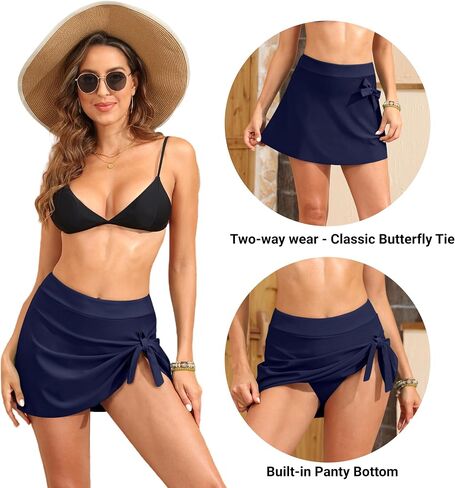 Women High Waisted Swim Skirt - Tummy Control Bathing Suit Swimsuit Skort Bottom Two-Way Wear with Built-in Panty in Saudi Arabia