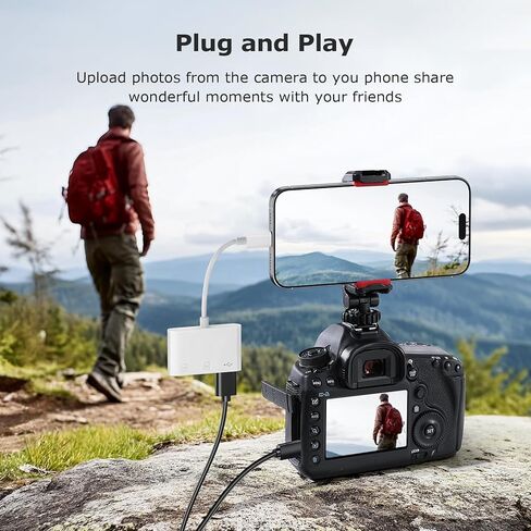 محول كاميرا USB C إلى USB، قارئ بطاقة SD لهاتف iPhone 15 16 Series 3 في 1 محول بطاقة الذاكرة مع فتحات بطاقة مزدوجة ومنفذ USB لأجهزة iPhone/iPad/Mac/الكمبيوتر المحمول/Android Trail قارئ بطاقات التوصيل والتشغيل in Kuwait