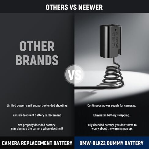 NEEWER DMW-BLC12 Dummy Battery Coupler Kit for Panasonic LumixDMC-G7 DMC-G85 DMC-G5 DMC-FZ300 DMC-FZ2500 DMC-FZ1000 DMC-GH2 DMC-FZ200 DMC-G6 DMC-GX8 DC-G90 DC-G95 DC-G99, Sigma FP FP L, V-LUX 5 in Kuwait