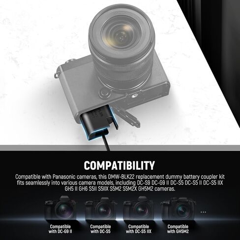 NEEWER DMW-BLC12 Dummy Battery Coupler Kit for Panasonic LumixDMC-G7 DMC-G85 DMC-G5 DMC-FZ300 DMC-FZ2500 DMC-FZ1000 DMC-GH2 DMC-FZ200 DMC-G6 DMC-GX8 DC-G90 DC-G95 DC-G99, Sigma FP FP L, V-LUX 5 in Kuwait