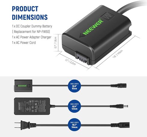 NEEWER EN-EL25 Replacement Dummy Battery Coupler Kit, Camera Charger Kit with DC Coupler & AC Adapter & US Plug, AC Power Supply Adapter Compatible with Nikon Z50 Z fc Z30 Cameras, EP-5G in Saudi Arabia
