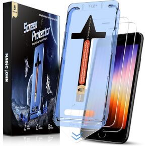 MAGIC JOHN 2 Pack Screen Protector for iPhone SE 3/SE 2 (2022/2020 Edition), iPhone7/8/6 Tempered Glass, Auto Dust-Elimination, Bubble Free, Easy Installation